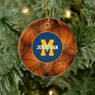 klubb av färg anpassningsbar basketboll julgransprydnad keramik