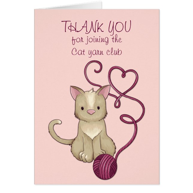 klubb av kattgarn hälsningskort (Framsidan)