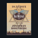 Klubb Bar Mitzvah Spara datumet Meddelande Vykort<br><div class="desc">Varje stor Bar Mitzvah börjar med en liten förväntan. Skapa din egen med detta "save the date"-kort och se till att dina vänner och familj hamnar på första raden. Denna roliga Bar Mitzvah-inbjudan är perfekt för i stort sett vilken Bar Mitzvah-fest eller tema som helst med en exklusiv "klubbvibe". Det...</div>
