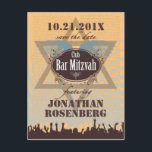 Klubb Bar Mitzvah Spara datumet Meddelande Vykort<br><div class="desc">Varje stor Bar Mitzvah börjar med en liten förväntan. Skapa din egen med detta "save the date"-kort och se till att dina vänner och familj hamnar på första raden. Denna roliga Bar Mitzvah-inbjudan är perfekt för i stort sett vilken Bar Mitzvah-fest eller tema som helst med en exklusiv "klubbvibe". Det...</div>