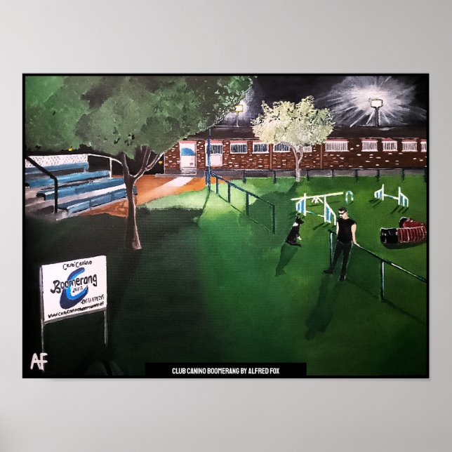 Klubb Canino Boomerang Painting av Alfred Fox Poster (Framsidan)