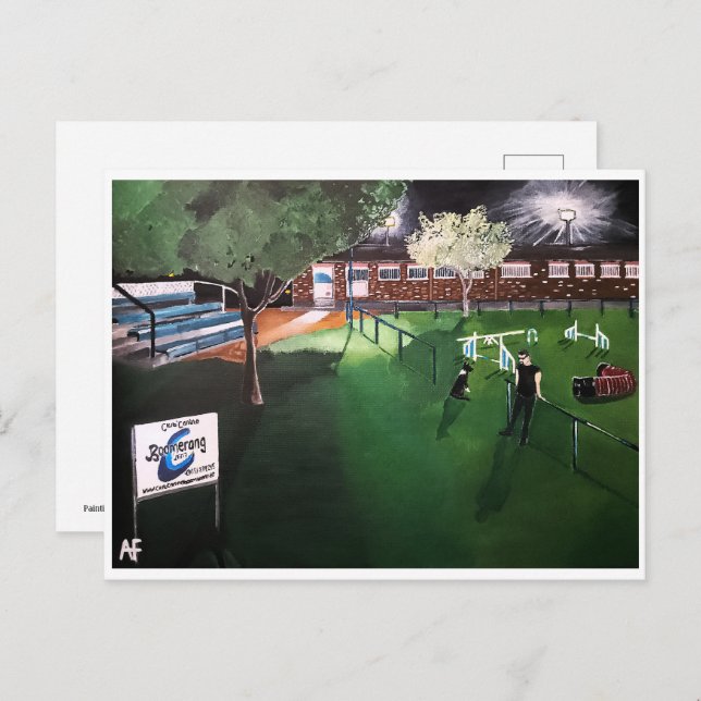 Klubb Canino Boomerang Painting av Alfred Fox Vykort (Fram/baksida)