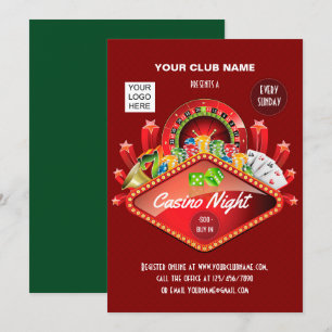 Klubb Casino Night Party personlig-inbjudan Inbjudningar