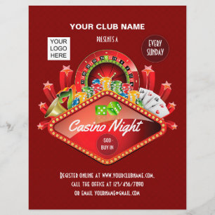 Klubb Casino Night Party personlig lägg till bild Reklamblad
