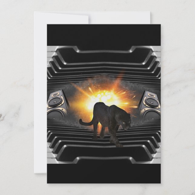 klubb disco DJ tangentbord Black panther Deejay Inbjudningar (Framsida)