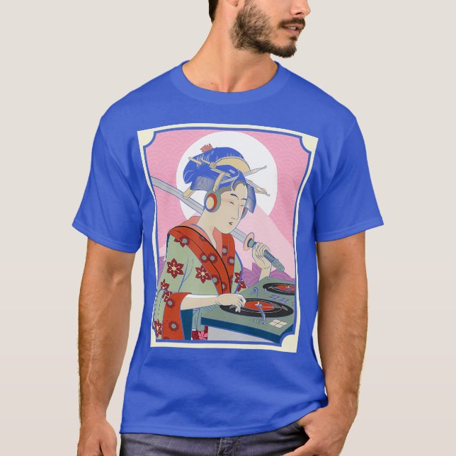 Klubb DJ Japanska Dam Samurai Kimono Warrior T Shirt (Framsida)