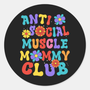 Klubb för antiSocial muskelns Mamma Groovy Pump Co Runt Klistermärke