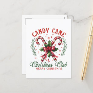 Klubb för julafton i candy cane helg vykort
