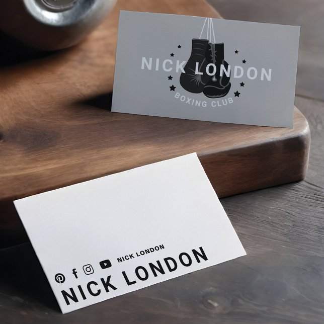 Klubb för svart bläck för modern och Trendig-Onlin Visitkort (Modern & Trendy Online Black Boxing Gloves Club Business Card)