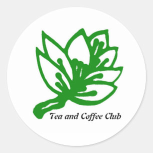 Klubb för tea&kaffe_GRÖNT_2, tea och kaffe Runt Klistermärke