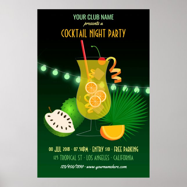 Klubb/Korporativ Cocktail Night-fest Poster (Framsidan)