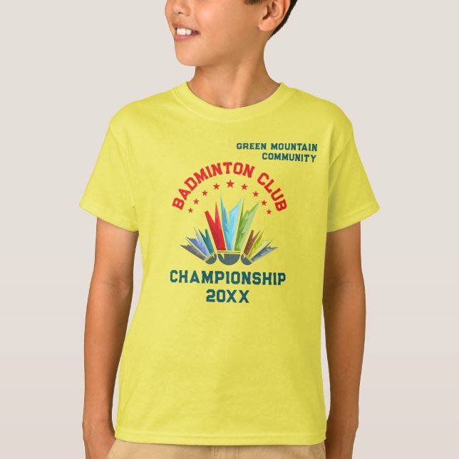 Klubb League Organisation Team Namn Badminton T Shirt (Framsida)