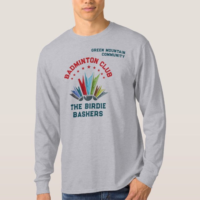 Klubb League Organisation Team Namn Badminton T Shirt (Framsida)