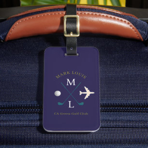 Klubb Monogram för marinblå Golfer Bagagebricka