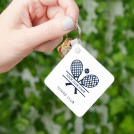 Klubb Namn tennis Icons Navy Blue Anpassningsbar Nyckelring
