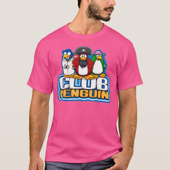 Klubb Penguin-Logotyp med tecken T Shirt (Framsida)