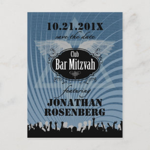 Klubb Pub Mitzvah - blått Spara datum Meddelande Vykort