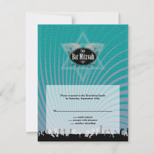 Klubb Pub Mitzvah Navy Teal OSA Reply Card Kort