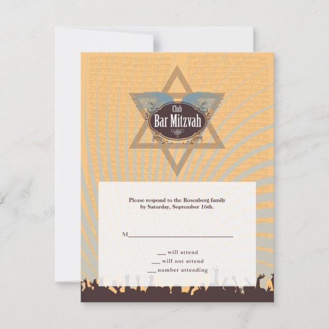 Klubb Pub Mitzvah OSA-svarskort OSA Kort (Framsida)