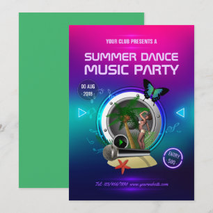 Klubb sommar dans musik fest annons inbjudningar