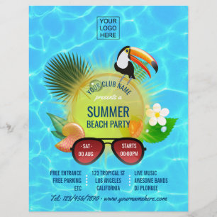 Klubb Sommarbeach Party anpassningsbar lägg till b Reklamblad