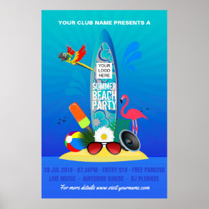 Klubb Summer Beach Party lägger till reklam för lo Poster