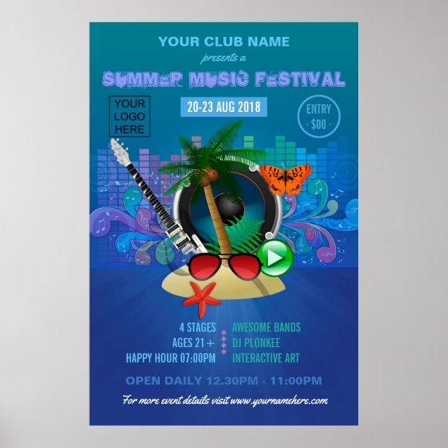 Klubb Summer Music Festival lägger till logotyp an Poster (Framsidan)