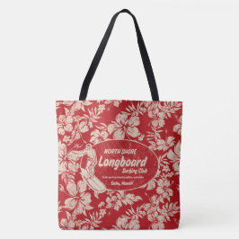 Klubb Surfing Longboard Logotyp och Hibiscus Beach Tygkasse