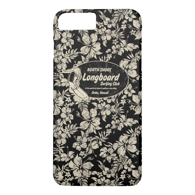 Klubb Surfing Longboard Logotyp och Hibiscus Hawai Case-Mate iPhone Skal (Baksida)
