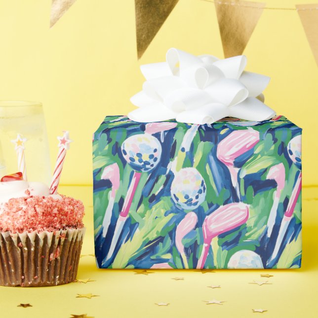 Klubbar för Preppy Handflatan Beach Abstrakt Golf Presentpapper (Födelsedagsfest)