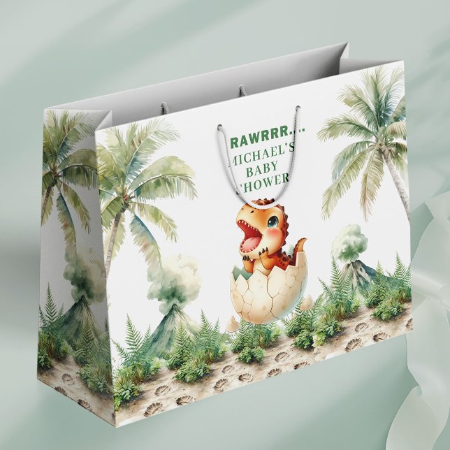 Klubbaspåse för Baby Dino -presenter (Hatching Soon Gift Bag for Baby Dino Shower)