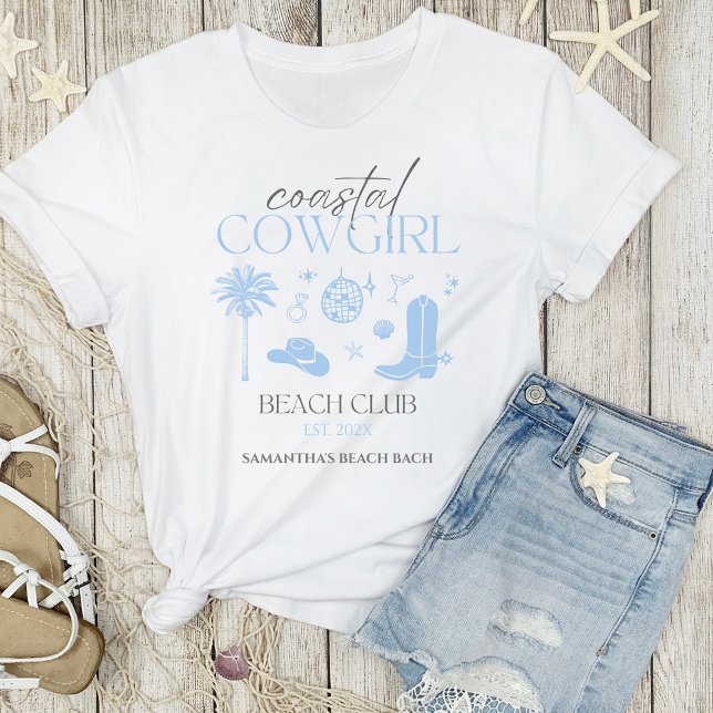 Klubben Bachelorette Favors Coastal Cowgirl Beach T Shirt (Coastal Cowgirl Beach Club Matching Bachelorette Weekend T-shirt)