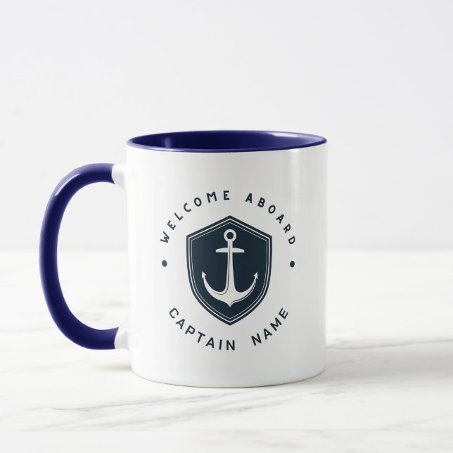 Klubben Blue Navy Nautical Anchor yacht som seglar Mugg (Vänster)