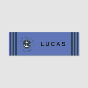 Klubben Blue Navy Nautical Anchor yacht som seglar Namnbricka
