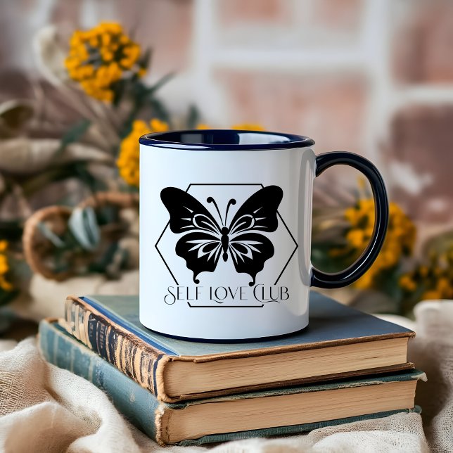 Klubben Boho Måne Black and White Self Kärlek Mugg (SELF LOVE CLUB BOHO BLACK AND WHITE MUG)