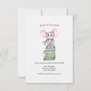 Klubben bok Mouse Reading Inbjudningar