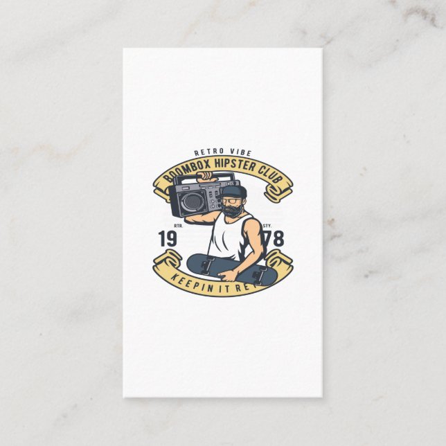 Klubben Boombox Hipster Visitkort (Framsida)