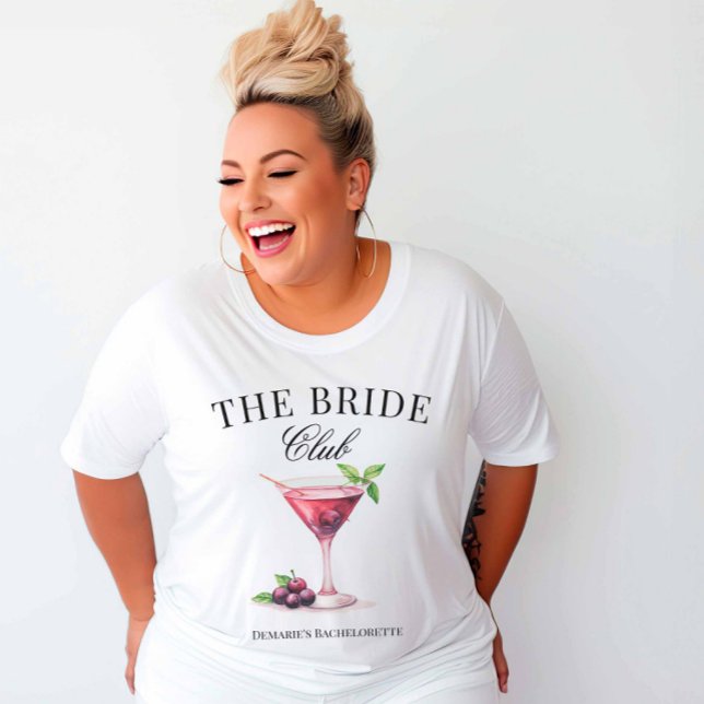 Klubben Bride Cherry Martini Cocktail Social T Shirt (Bride Cherry Martini TShirt Black Text)