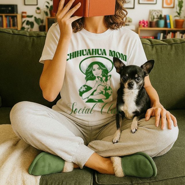 Klubben Chihuahua Mamma Social Kvinnor i Hund älsk T Shirt (Chihuahua Mom Social Club Women Dog Lover T-Shirt.)