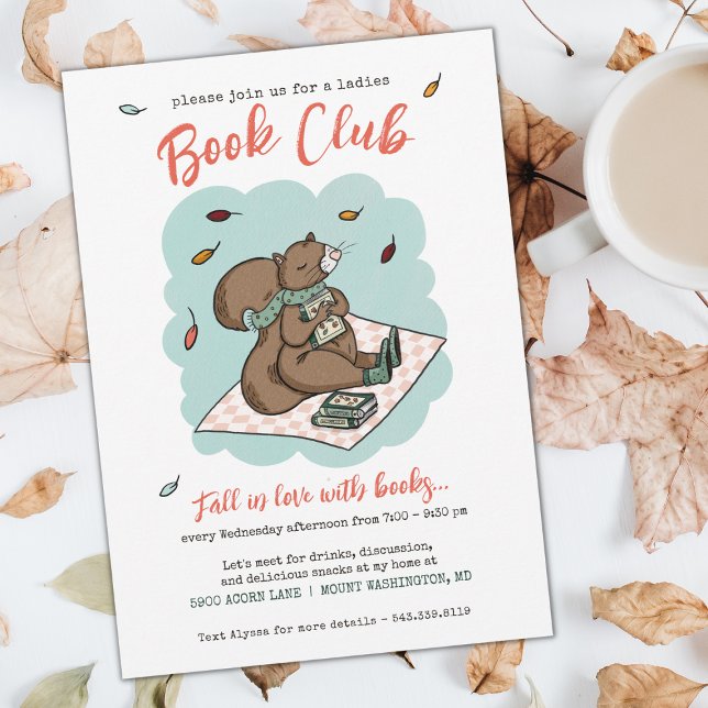 Klubben Cute Fall Dam Bok Inbjudningar (Womens Book Club Cozy Fall Invitation)