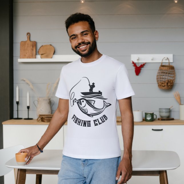 Klubben för svartvit minimalistiskt fiske t shirt (Skapare uppladdad)