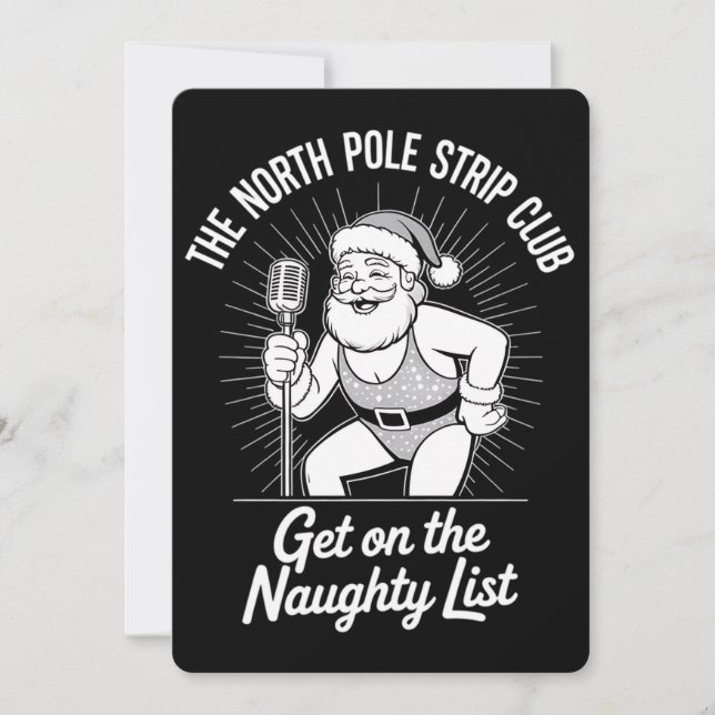 Klubben North Pole Strip Jultomten Dancing Inbjudningar (Framsida)