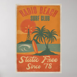 Klubben Radio Beach Surfa - Surfan Retro Island Sk Poster