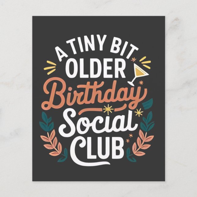 Klubben Tiny Bit Older Birthday Social Flygblad (Framsidan)