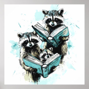 Klubben vintage Raccoon Readers Poster