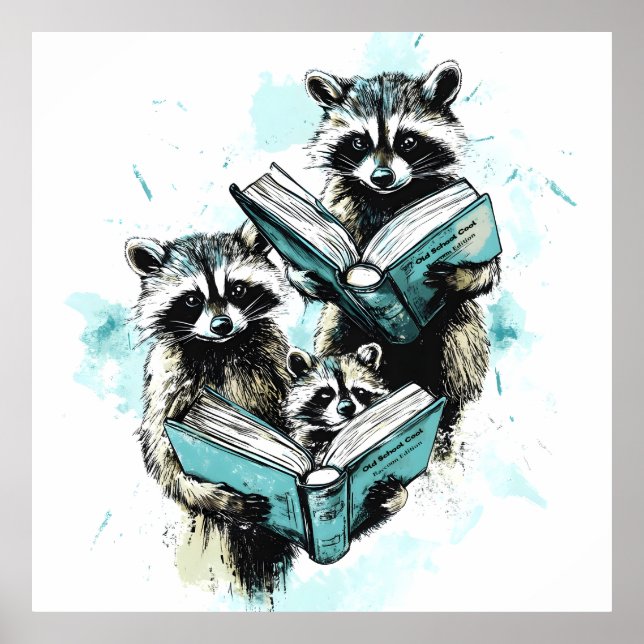 Klubben vintage Raccoon Readers Poster (Framsidan)
