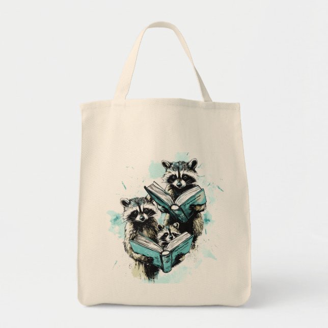 Klubben vintage Raccoon Readers Tygkasse (Framsidan)