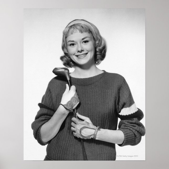 Klubben Woman Holding Golf Poster (Framsidan)