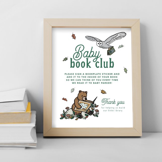 Klubben Woodland Baby Bok Shower Activity Bord Sig Poster (Skapare uppladdad)