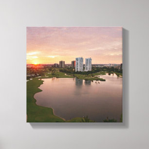 Klubbhus på solnedgången, Aventura, Florida Canvastryck